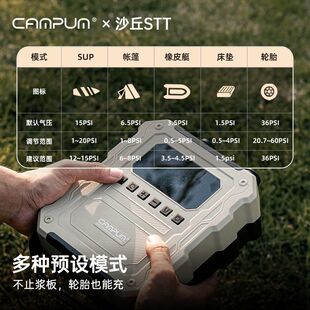 CAMPUM威森客帐篷橡皮艇浆板气垫浮台户外高压12V轮胎电动充气泵