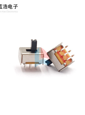 SS-22D07拨动开关无固定脚 波段开关2档双排六脚滑动电源推动开关