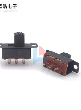 SS-12F13单排三脚两档黑色带耳朵2档3脚插板滑动拨动开关玩具开关