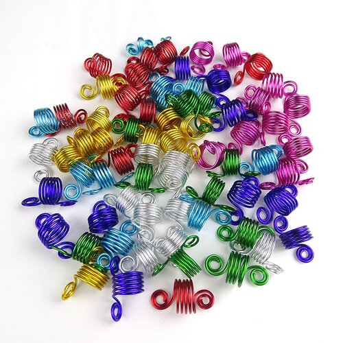黑人脏辫装饰环spiral hair twister扭辫弹簧金属扣hair jewelry