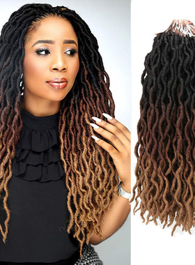 Ombre Curly Faux Locs Crochet Braids Hair Soft Dreadlock假发