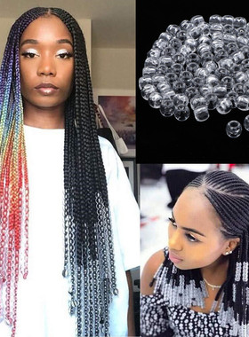 hair beads DIY饰品配件假发雷鬼脏辫装饰接发扣亚克力透明大孔珠