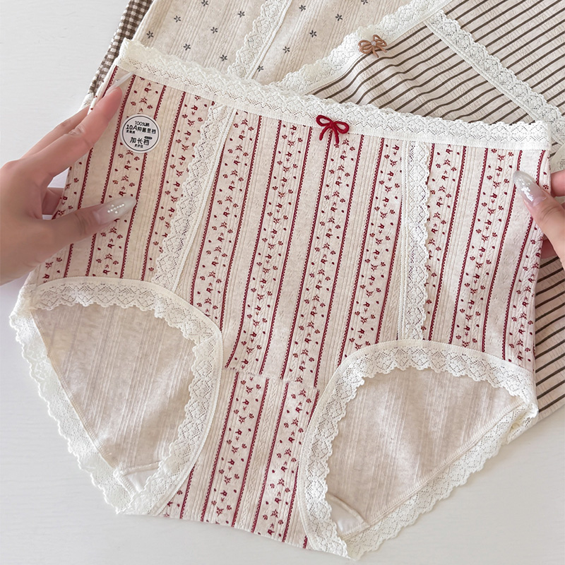 法式颜值爆表高腰收腹内裤女精致蝴蝶结加长底裆包臀女士三角裤头