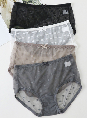 2025新款内裤女士波点蕾丝大码棉质裆夏季薄款中高腰包臀三角裤