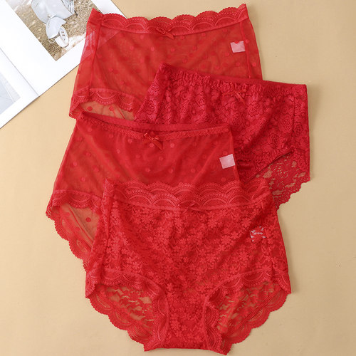 本命年大红内裤女结婚喜庆纯棉