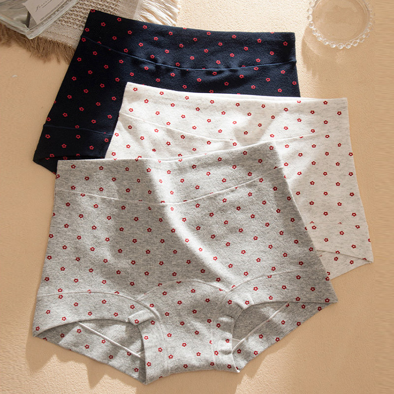 中腰内裤女棉质提花柔软轻薄小平角大包臀加长底裆无痕女士三角裤