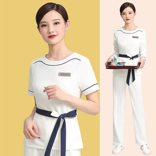 美容院美容师工作服spa技师套装