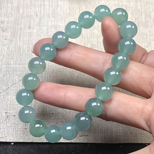 天然翡翠老蓝水手链手串圆珠男女款冰润糯种老坑玉石高冰种情侣款