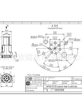 HARTING浩亭21033212818哈丁M12圆形连接器圆形接头