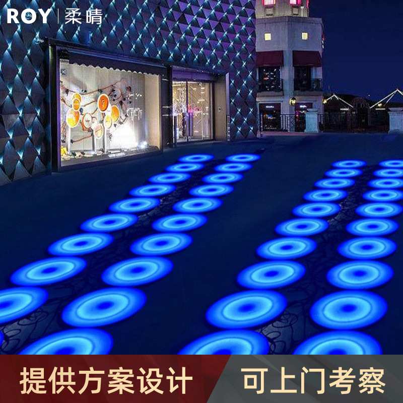 发光圆形音乐跳跳地砖灯人体重力感应舞池户外道具LED脚踩跑马灯