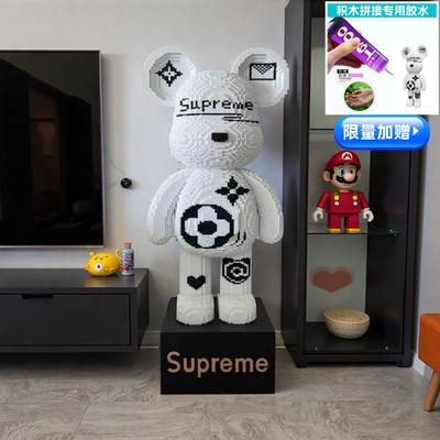 正版2025年新款巨大国潮暴力熊积木小颗粒儿童益智玩具客厅摆件