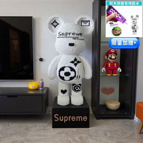 正版2025年新款巨大国潮暴力熊积木小颗粒儿童益智玩具客厅摆件