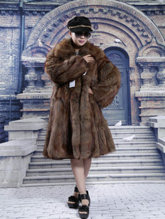 女士裘皮 中长 双十一咖啡俄罗斯整皮紫貂水貂野生紫貂 皮草外套