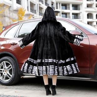 2027新款水貂皮草女款整貂皮大衣 加长款裘皮大衣水貂皮外套带帽