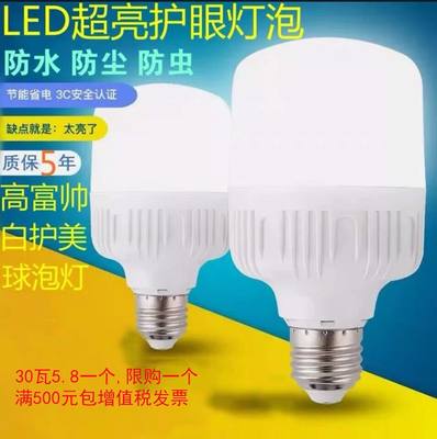 led灯泡高富帅球泡照明家用E27螺口防水工厂E40大功率80W100W车间