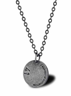 复古圆形GD权志龙同款1314情侣项链时尚潮牌男女嘻哈钛钢吊坠颈链