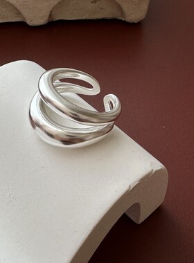 S925纯银韩版小众设计感双层哑光戒指日韩博主款指环银饰批发