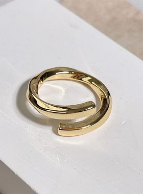 【K社制造】几何形状高级大气冷淡风曲线开口指环时髦欧美范戒指