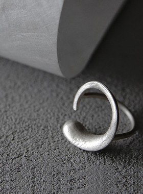 【K社制造】不规则月亮戒指男女925银新款ins百搭饰品