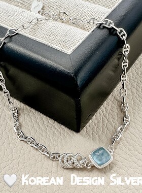 S925纯银绝美肥方海蓝宝手链轻奢精致时尚手饰高级感小众显瘦设计