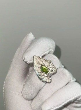 春夏清爽宁静小嫩芽戒指高级重工凹凸立体感个性时尚叶子男女指环