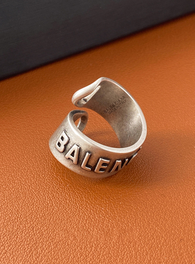 新客夸张螺旋复古做旧字母设计感的独特戒指男女新食指戒