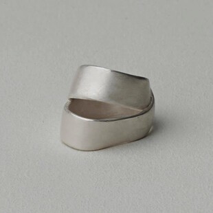 【K社制造】欧美INS网红超火925银旋绕折叠肌理感宽戒指叠戴指环