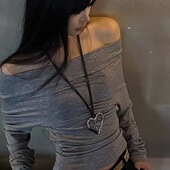 爆款 甜酷辣妹风爱心十字架项链女小众设计长款 毛衣链2024新款 秋冬