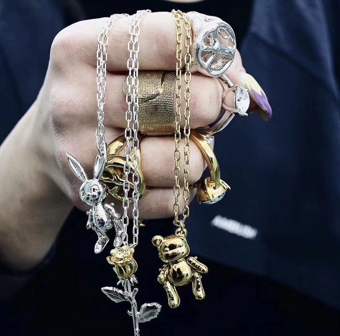 abs ambush项链毛衣链925银兔子小熊925纯银嘻哈男女潮牌