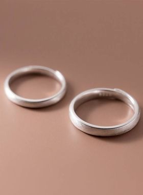 韩版简约创意拉丝磨砂情侣戒指男女款时尚冷淡风ins潮人气质饰品