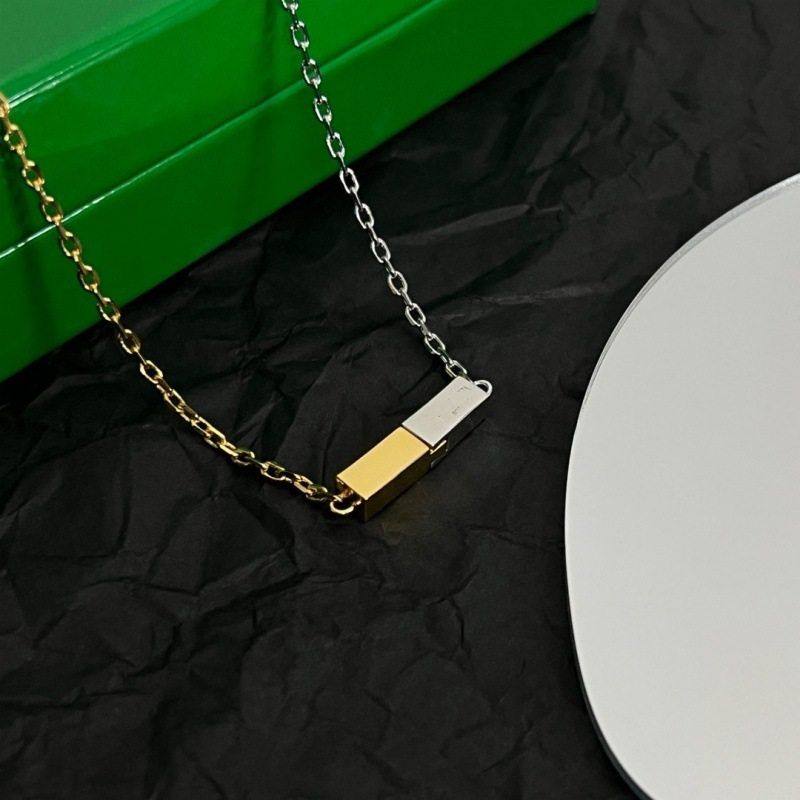 【K社制造】长方形拼接金银锁骨链饰品小众高级感项链吊坠