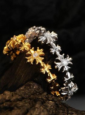 韩版简约小巧S925纯银满天星指环ins冷淡风小众设计戒指