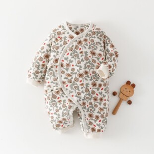 新生婴儿儿衣服产房秋冬52码59小月龄宝宝连体衣春季夹棉加厚100g