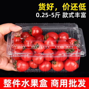 一次性水果盒塑料PET保鲜包装盒带盖一斤装超市草莓小番茄打包盒