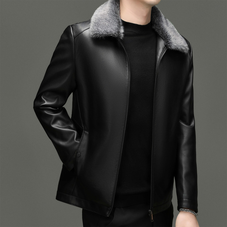 翻领常规宽松多口袋青春活力风皮衣