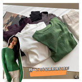 122220 打底T恤 简约纯色女士长袖 「3.0升级慕斯打底衫 」韩系