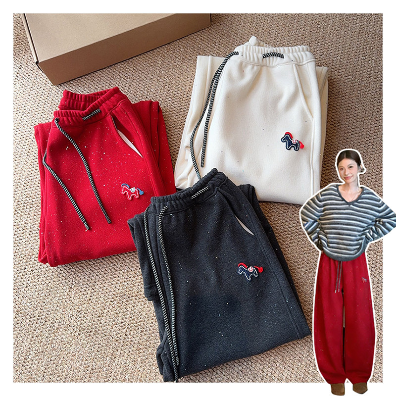 012025~「星空小马撒银弯刀裤」韩系撞色抽绳脚口两穿女士休闲裤,女装/女士精品,休闲裤,淘宝优惠券,粉丝福利购,淘宝优惠卷