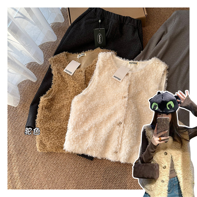 120621~「半熟冬日马甲」韩系！简约毛绒保暖舒适女士马甲,女装/女士精品,马夹,淘宝优惠券,粉丝福利购,淘宝优惠卷