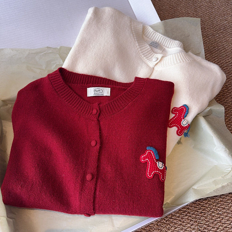 010220~「新年小马开衫」韩系！圆领单排扣显瘦女士针织开衫,女装/女士精品,毛针织衫,淘宝优惠券,粉丝福利购,淘宝优惠卷