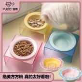 韩国bd同款 飞碟陶瓷宠物碗猫碗喝水碗粮碗一体护颈碗狗碗不易打翻
