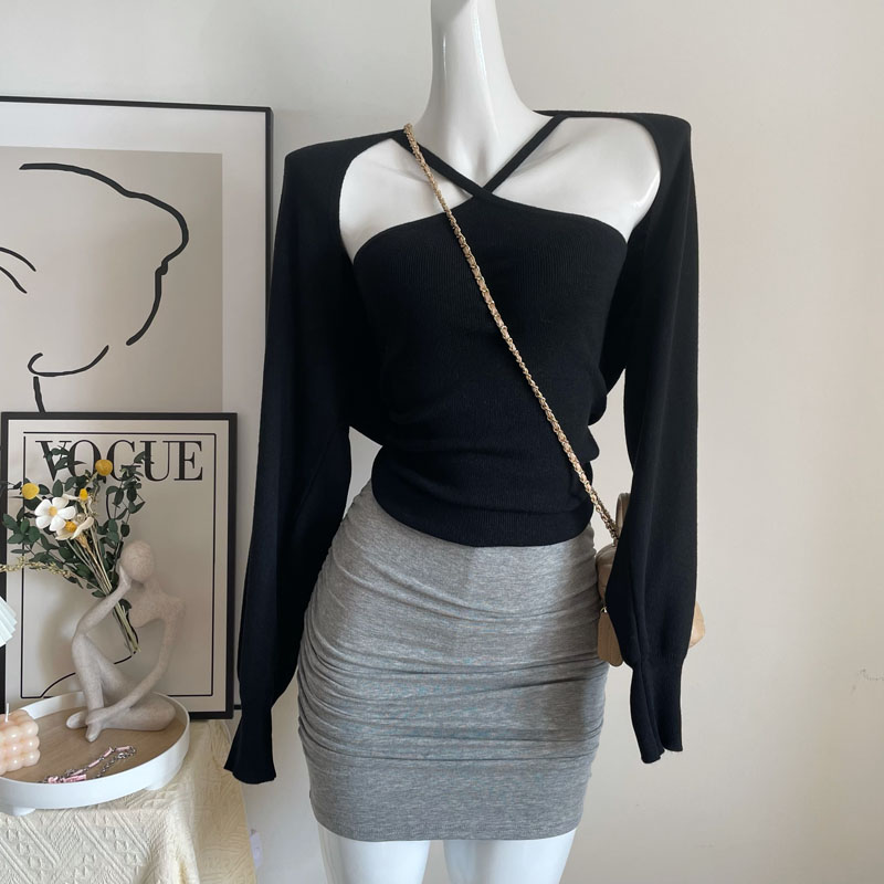 针织休闲长袖针织显瘦上衣