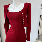 外套女款 有意思0816性感百搭U型不规则短款 针织开衫 短外套纽扣裙