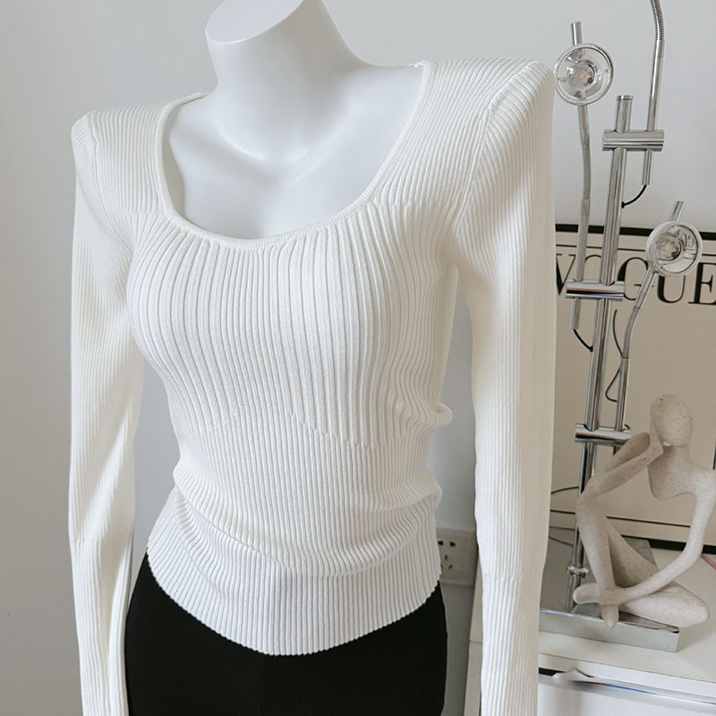 显瘦针织套头方领加厚