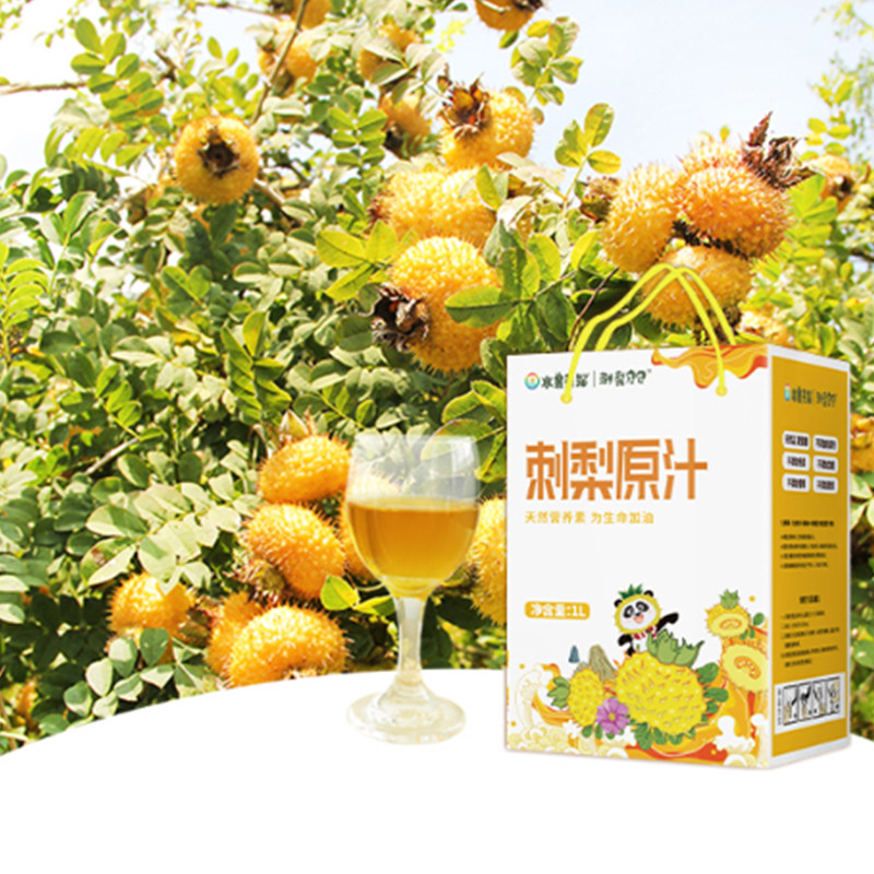 贵州刺梨汁原液原浆水果熊猫刺梨鲜果冷榨果汁1升2斤袋装