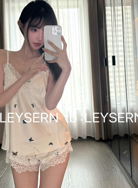 LEYSERN巨显白 性感蝴蝶冰丝吊带睡衣女夏季纯欲风高级感家居服女