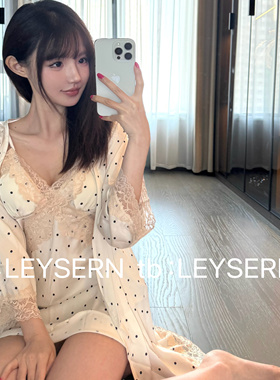 LEYSERN汀兰香榭日系甜美纯欲风吊带睡裙家居服舒适波点睡衣套装