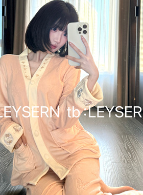LEYSERN斑斓蝴蝶 海岛绒睡衣女秋冬新款冬季加厚高级感加绒家居服