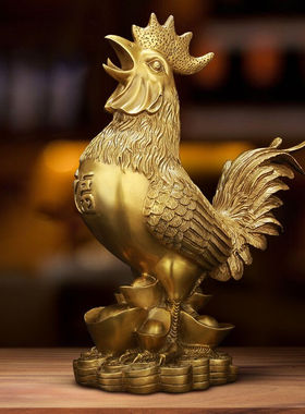吉善缘铜鸡摆件12生肖大公鸡金鸡家居客厅办公室开业乔迁装饰工艺