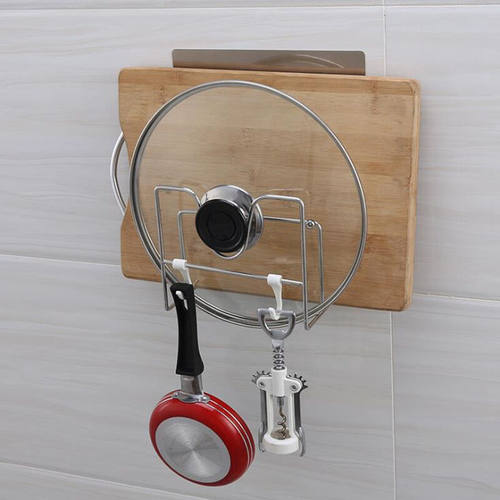 免打孔厨房置物架壁挂式不锈钢锅盖架菜板架砧板架收纳架子