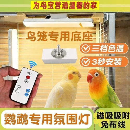 8玖-鸟笼宠物笼氛围灯鹦鹉笼小夜灯三色温调遥控充电造景玄凤